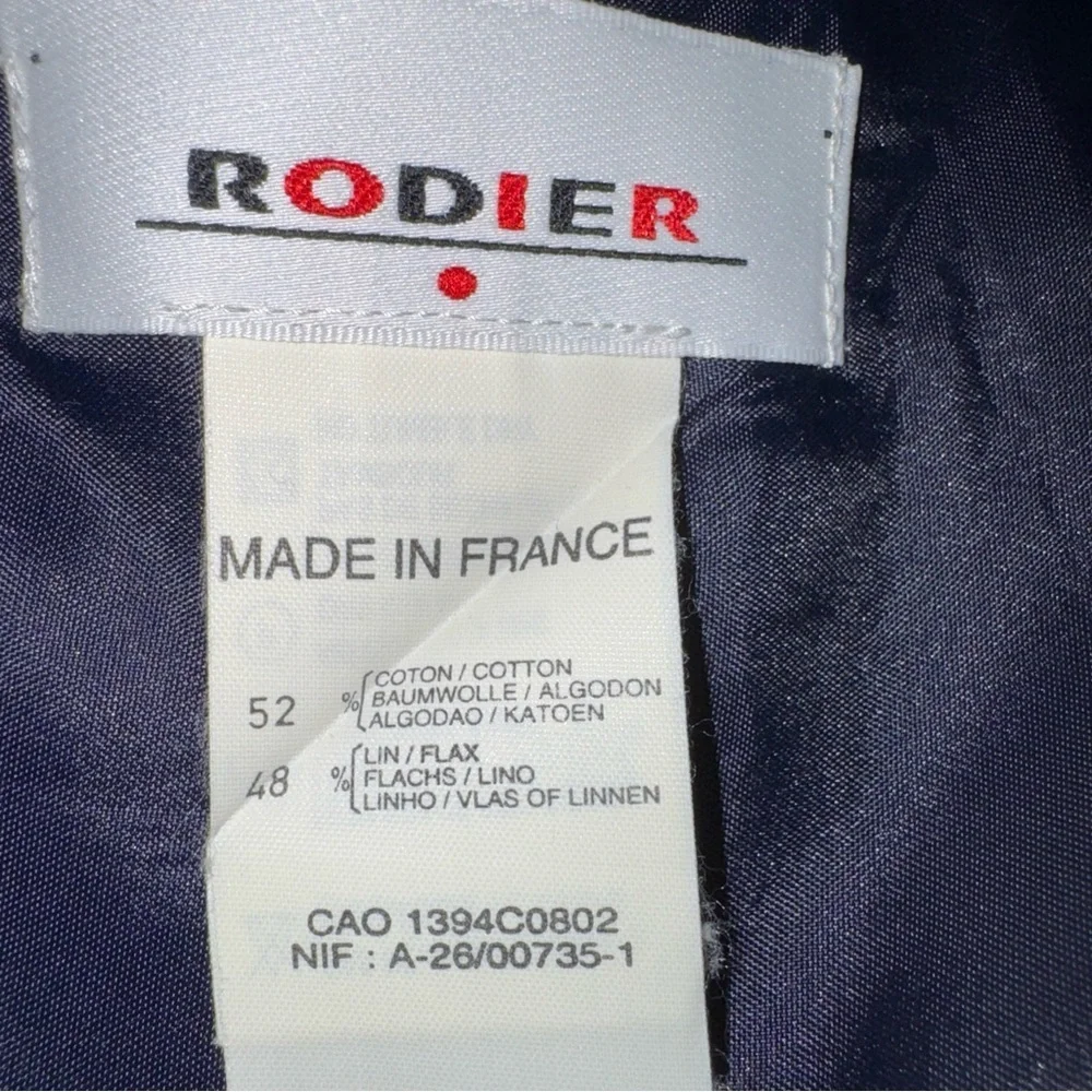Rodier Womens 2 pc Skirt Jacket Set Suit Blue Plaid Made in France 40/42 US 8/10
